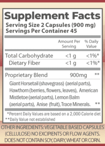Heart Formula nutrition facts.