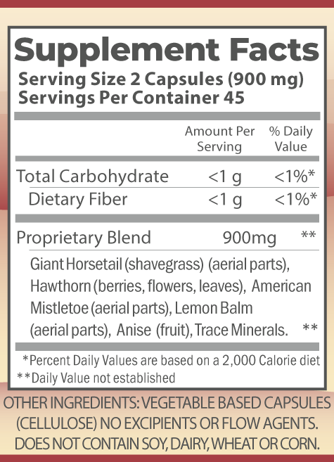 Heart Formula nutrition facts.