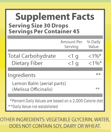 Lemon balm 2oz nutrition facts.
