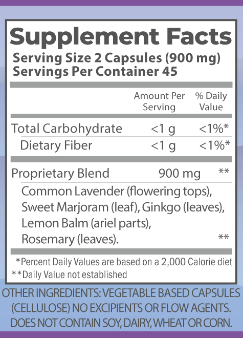 Memory formula nutrition facts.