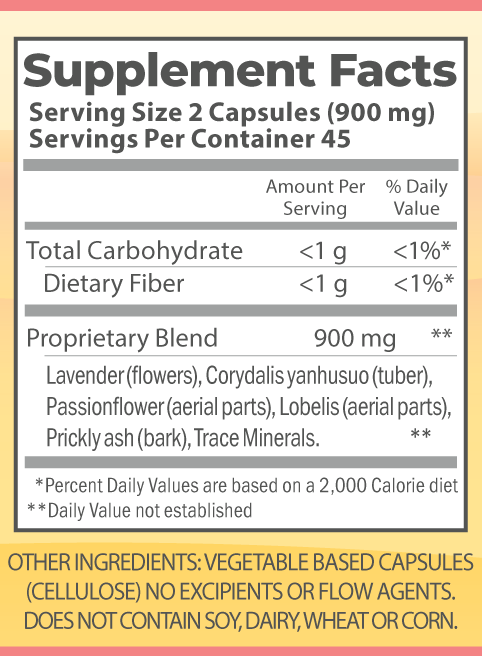 Nerve Relief 90 caps nutrition facts.