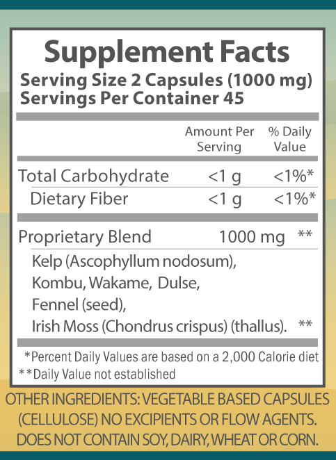 Ocean Tonic 90 capsules nutrition facts.
