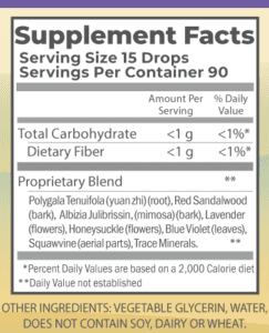 Positive Mind 2oz nutrition facts.