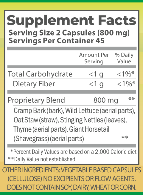 Recovery Formula nutrition facts.