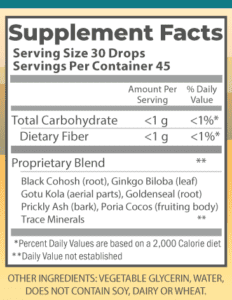 Ring Dizzy 2oz supplement facts.
