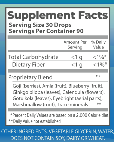 Vision TLC 4oz supplement facts.