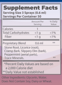 Vocalize Spray supplement facts.