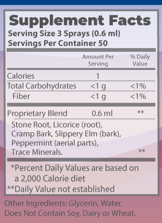 Vocalize Spray supplement facts.