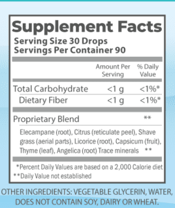 Mucus RLF 4oz supplement facts.