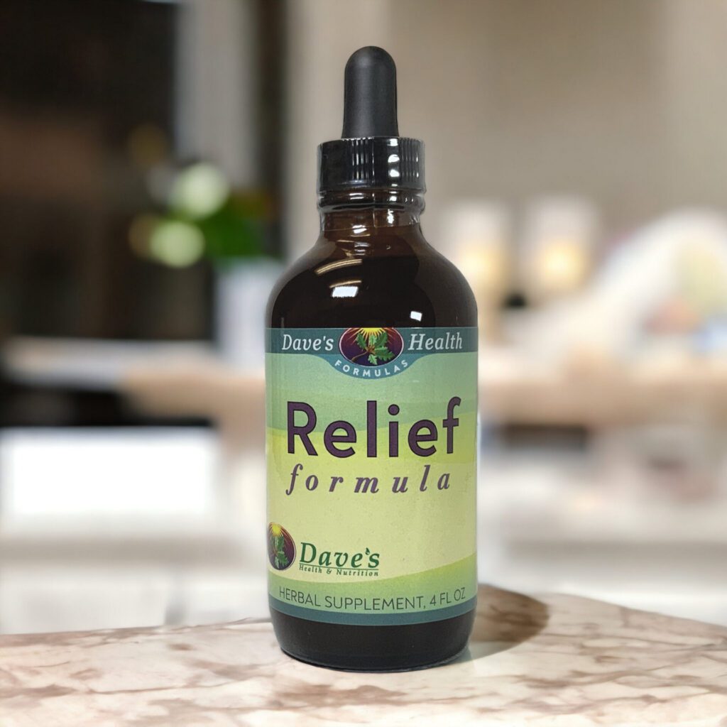 Relief Formula on countertop.