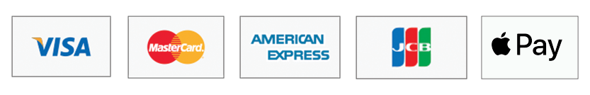 Visa, Mastercard, American Express, JCB, Apple Pay